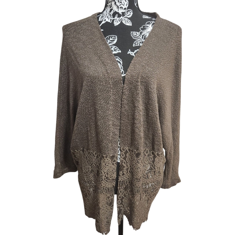 Day Trip Boho Chic Cardigan  Sweater with Lace Trim